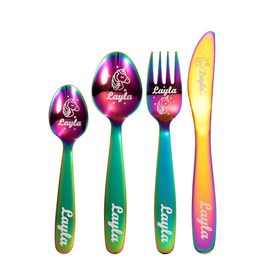 Personalized Dinosaur & Unicorn Cutlery Gift Set