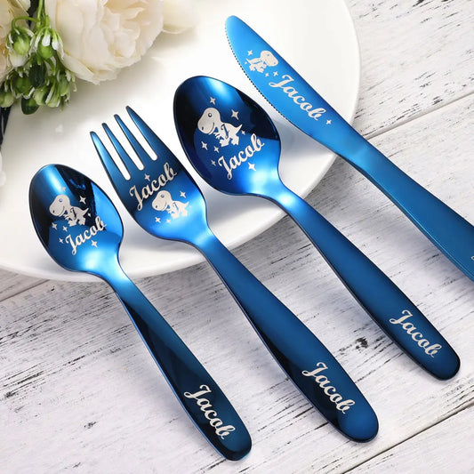 Personalized Dinosaur & Unicorn Cutlery Gift Set